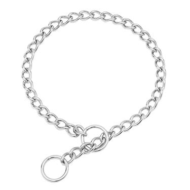 Imagem de Olahibi Colar de corrente para cães, coleira de treinamento, corrente de aço inoxidável, para cães pequenos e médios, comprimento 40,6 cm, diâmetro 2,0 mm.