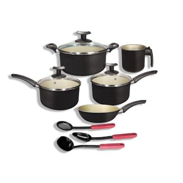 Imagem de Jogo 8 Peças Panelas Antiaderentes Teflon Tampa Vidro