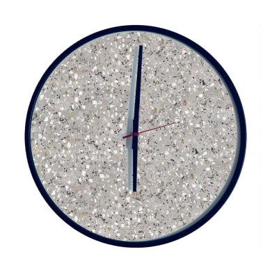 Imagem de Relógio Decorativo Round Preto Mostrador Terrazzo Ponteiro Preto 50 cm Diâmetro