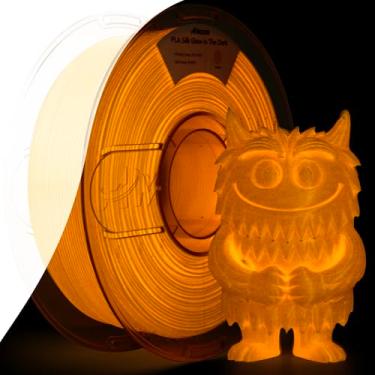 Imagem de Amolen Filamento de impressora 3D que brilha no escuro Filamento Pla Glow Pla Filamento 1,75 mm amarelo, melhor com lâmpadas UV, precisão dimensional +/- 0,02 mm 1 kg (2,2 lb)