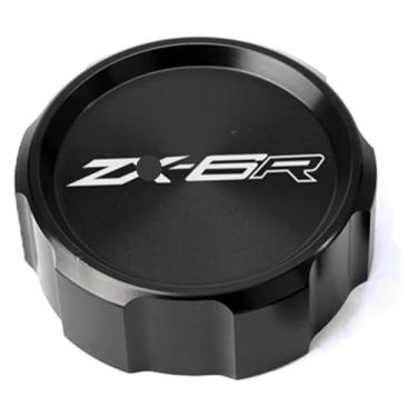 Imagem de Tampa do reservatório de fluido de freio dianteiro traseiro e tampa de enchimento de óleo do motor compatível com ZX6R ZX-6R ZX636 (1 peça 50 mm preta)