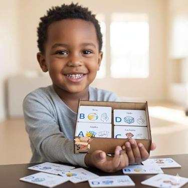 Imagem de Brinquedo Pedagógico Em Madeira Estojo Alfabeto Ilustrado Em Libras