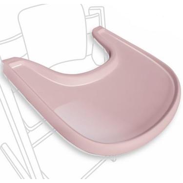 Imagem de Bandeja de cadeira alta compatível com cadeira Stokke Trip Trap, design ergonômico curvo, rosa empoeirado brilhante - livre de BPA, fácil de montar