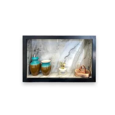 Imagem de Nicho Para Banheiro Porcelanato Caravaggio 30x50x11 Borda de Alumínio 