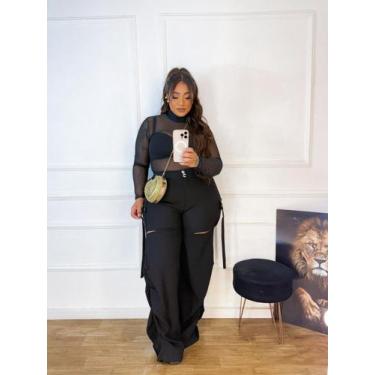 Imagem de Calça Feminina Pantalona Cargo Track Pants Plus Size - Multimarcas, Pr