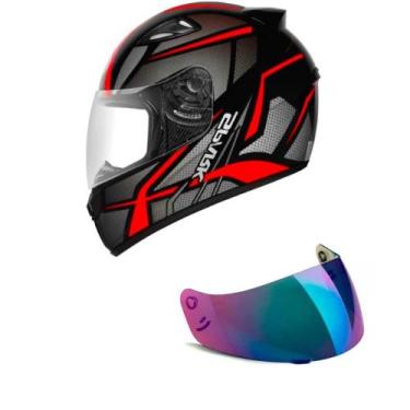 Imagem de Capacete Ebf New Spark Spider Preto e Vermelho Mais Viseira Camaleão, 