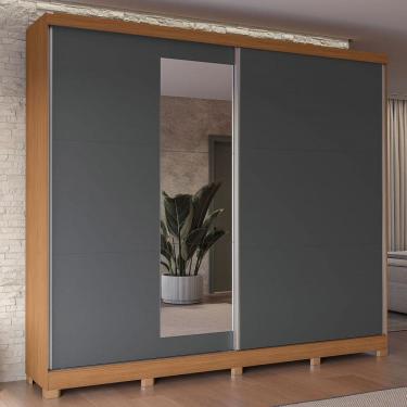 Imagem de Guarda-Roupa Casal Villard 2 Portas 4 Gavetas com Espelho Flex Canela/Grafite - Kappesberg