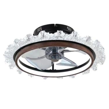 Imagem de Luminária Plafon Ventilador Teto MiniWind Madeira Escura 23W - Embuled