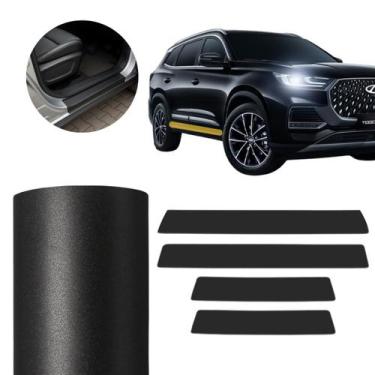 Imagem de Soleira Tiggo Black Jateado Adesivo Protetor 4 Peças - ALLTAK TUNING