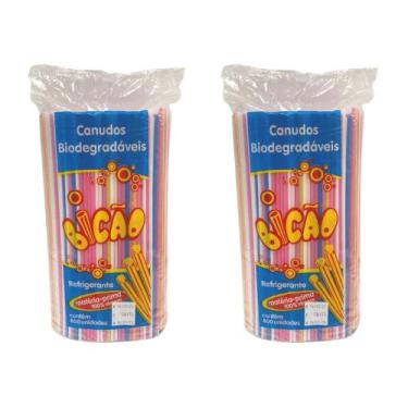 Imagem de Kit 2 Pacotes de Canudos Biodegradável Para Refrigerante Bicão com 800