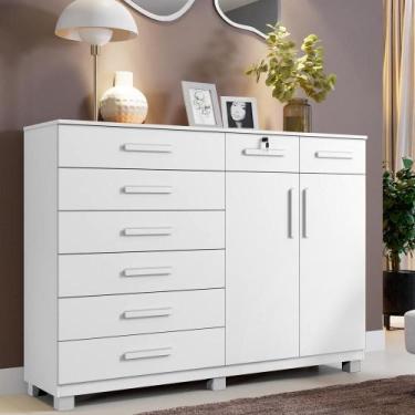 Imagem de Cômoda Triunfo 8 Gavetas e 2 Portas Branca - Tudo de Móveis
