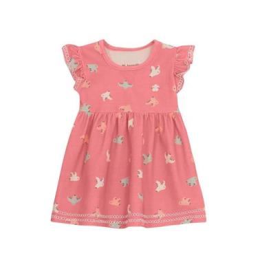 Imagem de Vestido bebê menina de passarinho Brandili Baby, P, Rosa
