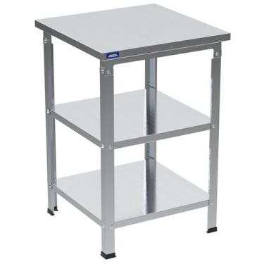 Imagem de Bancada Mesa Inox Industrial Paneleiro Duplo 90x60x60 G88 - Aisa do Br