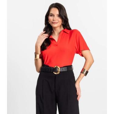 Imagem de Blusa Feminina Manga Curta em Visco Rovitex Laranja, P, Laranja