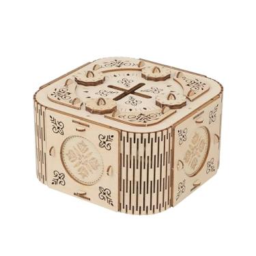 Imagem de Sharp Brain Zone Kit De Caixa Tesouro Com Quebra-Cabeça Madeira Faça Você Mesmo - Modelo Mecânico 3D Artesanal Compartimento Secreto E Fechadura Combinação, Presente Exclusivo Para Adultos Crianças