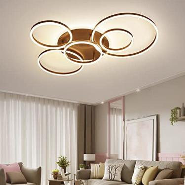 Imagem de Luminária de teto LED moderna com controle remoto, novas lâmpadas suspensas de arte, lustre de teto, geometria redonda e montagem embutida regulável para sala de estar, quarto/branco/3 cabeç