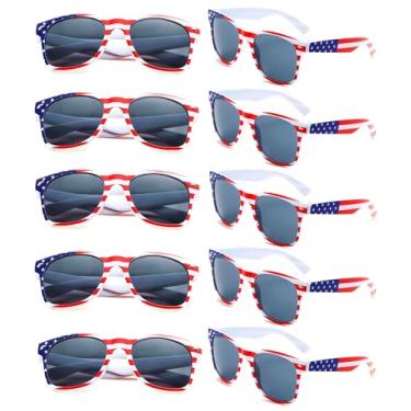 Imagem de Fsmiling Óculos De Sol Americanos A Granel Com Bandeira Patriótica Dos Eua Para O 4 Julho - Pacote 10 Unidades