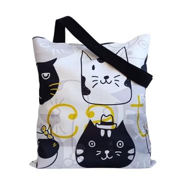 Imagem de Sacola reutilizável para mulheres – linda bolsa de ombro com fivela magnética e bolso com zíper, tecido durável, presente estético, compras, praia, viagem, piquenique, academia