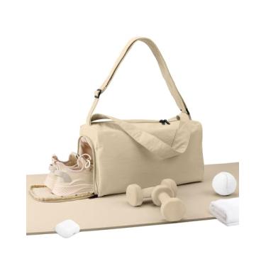 Imagem de Bolsa de ginástica feminina com compartimento para sapatos e bolso molhado, Bei, Medium, Tendência