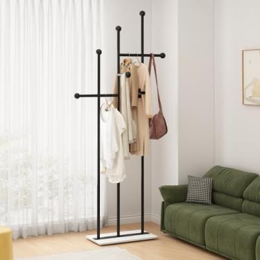 Imagem de Cabide moderno com base de mármore, suporte de roupas resistente, árvore de metal para roupas, chapéus, cachecóis, sacolas - 40 cm, preto