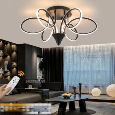 Imagem de Luminária de teto moderna LED regulável com controle remoto Luminária de teto criativa chique Luminária de teto de alumínio para sala de estar Luminária de quarto 6 cabeças Iluminação de tet