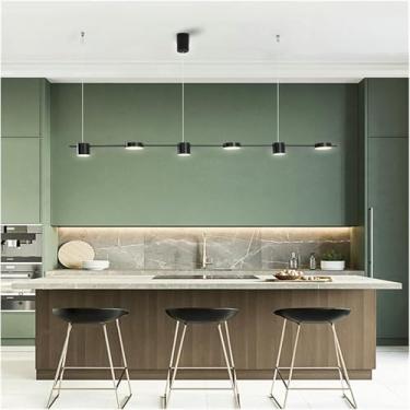 Imagem de Lustre moderno LED, minimalista - Lustre de restaurante, moderno, minimalista, longo, luminária de mesa de jantar, balcão de bar, lustre longo, decoração moderna