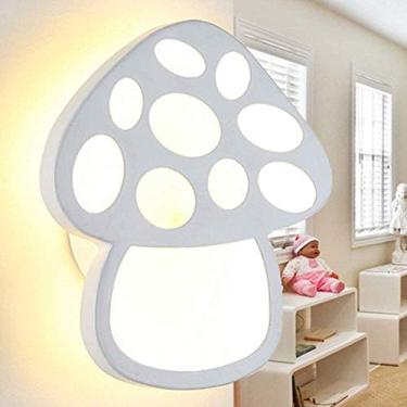 Imagem de Luminária de parede para quarto infantil cogumelo branco, luminária de cabeceira moderna, minimalista, criativa, acrílica, corredor, lâmpada de parede, lâmpada led 19 20