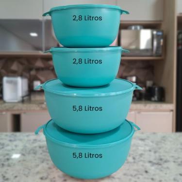 Imagem de Kit 4 Potes Plásticos Grandes BPA Free Herméticos 2800ml + 5800ml Freezer Micro-ondas vasilha grande (Tifanny)