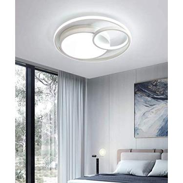 Imagem de Luminária de teto LED para quarto e sala de estar, regulável, moderna, com controle remoto, design criativo de anel redondo, iluminação de teto para sala de jantar, sala de jantar, cozinha,