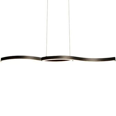 Imagem de Lustre, Lustre com escurecimento de lustre, Luminária suspensa rústica com design curvo, Iluminação suspensa compatível com ilha de cozinha, bar, café, sala de jantar, mesa, sala de estar, e