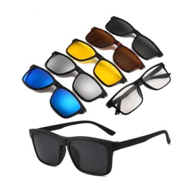 Imagem de Armação Óculos Clipon 5 Em 1 Grau Masculino Quadrada Maxximus - Palas 