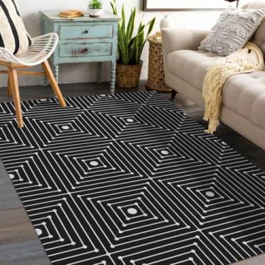 Imagem de Tapete sala Domus Antiderrapante 1,00m x 1,50m Algodão Colorido (PRETO)