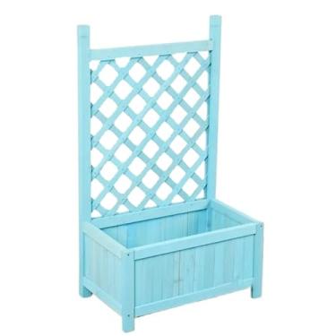 Imagem de Suporte para flores Cerca varanda divisória vaso de flores rack ao ar livre pátio planta prateleiras terraço decorativo flor suporte escalada pérgula(Blue)