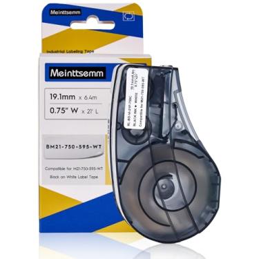 Imagem de Fita de etiqueta de substituição compatível com Brady M21-750-595-WT | Etiquetas de vinil para impressora interna/externa para todos os climas | Preto sobre branco 1,75 x 53 cm | Para impressoras M210