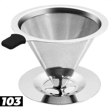 Imagem de Filtro Coador De Café Inox 103 Grande Reutilizável Pour Over Sem Uso D