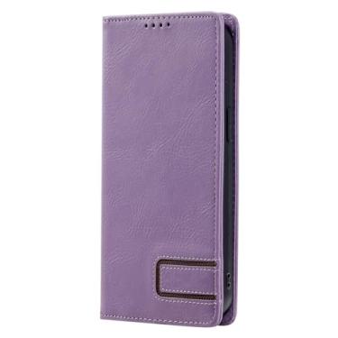 Imagem de Umiup Capa de couro para Samsung Galaxy S24ultra/S24plus/S24, capa de telefone carteira de negócios flip magnética com compartimento para cartão e suporte, roxo, S24