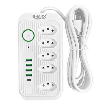 Imagem de Extensao de Tomadas 5 Tomadas 5 USB BM-8696B - Bmax, branco