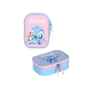 Imagem de Estojo box escolar infantil stitch disney 100 pens 50044 luxcel, ROSA