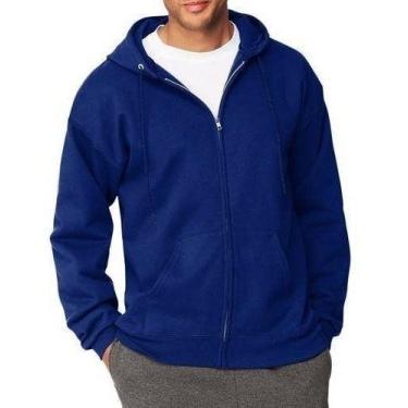 Imagem de Moletom Aberto Com Ziper Liso Capuz Bolso Blusa Frio Moleton - Vesttua