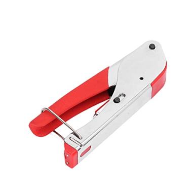 Imagem de Alicate de Pressão a Frio de Cabeça F, Alicate de Friso de Borracha Macia de Aço para RG59 RG6, Com Configuração de Trava de Alça, para TV a Cabo, Vídeo, áudio