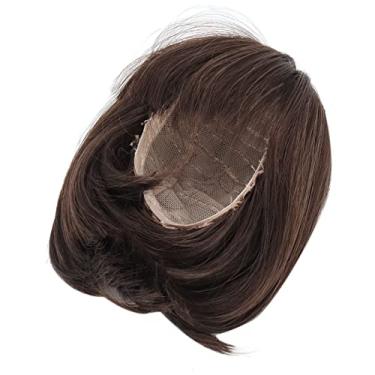 Imagem de AYNEFY Peruca de Boneca, Peruca de Cabelo Curto de Fibra Macia na Altura do Ombro para Boneca 1/3 Bjd, Cor Rosa, Corte Fácil Diy para Dramatização (Castanho Escuro)