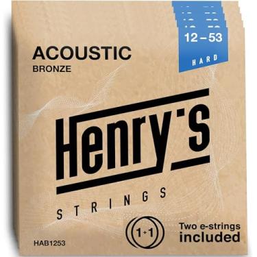 Imagem de Pacote com 25 cordas para guitarra acústica PowerTone - Som profundo e rico - Cordas E1 extra grátis - Conjunto de 6 cordas para violão acústico a granel 12-53