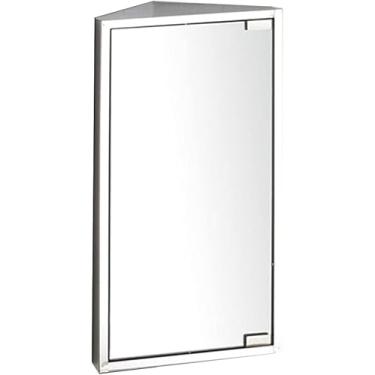 Imagem de Armário De Armazenamento De Canto De Canto De Banheiro De Aço Inoxidável Triângulo De Quarto Com Espelho Montado Na Parede, Silver, 60x30cm