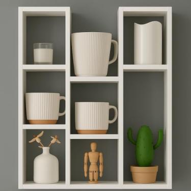 Imagem de Prateleira Decorativa de Parede 90x80x15cm Estilo Moderno para Sala quarto multiuso sixteen