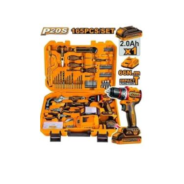 Imagem de INGCO Kit de Ferramentas, 165 Peças, Maleta Organizadora com Parafusadeira, Chaves e Alicate, para Uso Profissional e domestico