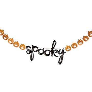 Imagem de Decoração de balão assustador-tacular, preto e laranja, perfeita para festa de Halloween