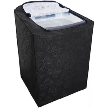 Imagem de Capa Para Maquina De Lavar Brastemp Eletrolux Consul 12Kg 13Kg 14Kg 15Kg 16Kg 17Kg Preta Impermeável Flanelada com Zíper