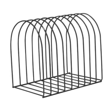 Imagem de shamjina Organizador de arquivos de mesa, porta-revistas, suporte independente, estável, suporte multiuso para pastas de arquivos, suprimentos de escritório, Preto