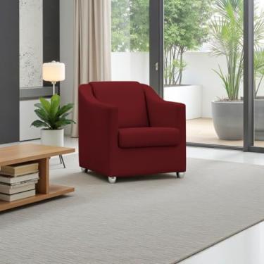 Imagem de Poltrona Para Sala Decorativa Cadeira Reforçada Para Recepção Consultório Escritório Pé Cromado - Clique E Decore (Vermelho)