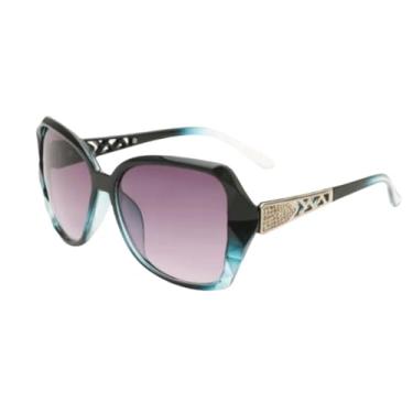 Imagem de Óculos de sol femininos com armação grande polarizada resistente a UV com armação preta e lentes cinza, Azul, cinza